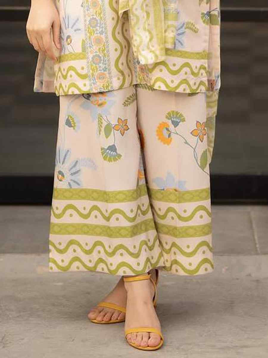 Multi Pure Natural Crepe Printed Mehendi Wedding Ready Palazzo Pant Salwar Kameez