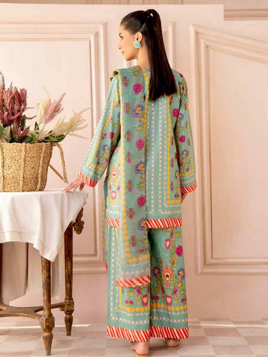 Multi Pure Natural Crepe Printed Mehendi Wedding Ready Palazzo Pant Salwar Kameez
