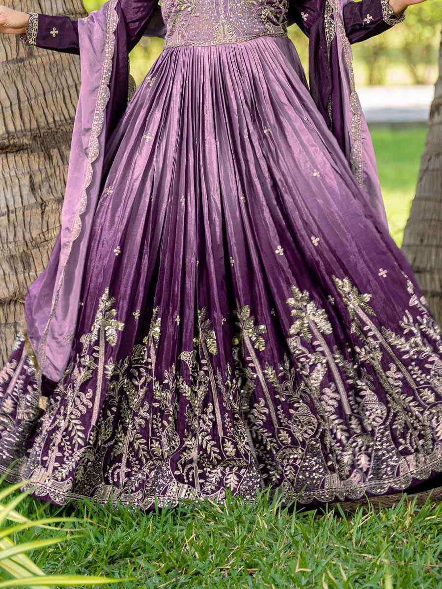 Multi Pure Peding Chinon Embroidered Festival Casual Gown