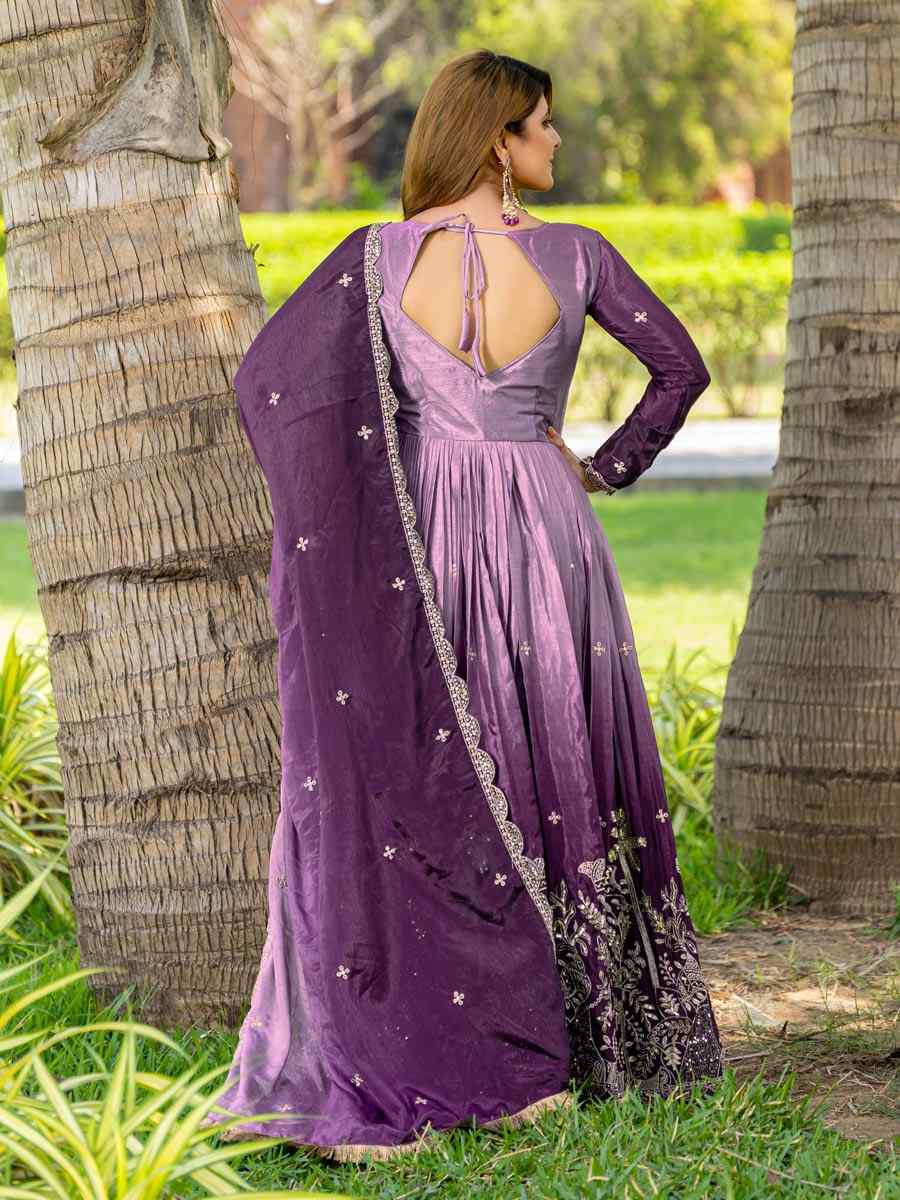 Multi Pure Peding Chinon Embroidered Festival Casual Gown