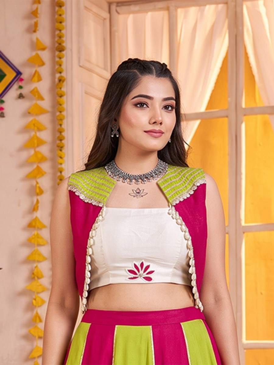Multi Pure Rayon Gota Patti Lace Wedding Reception Festival Party Wear Circular Lehenga Choli
