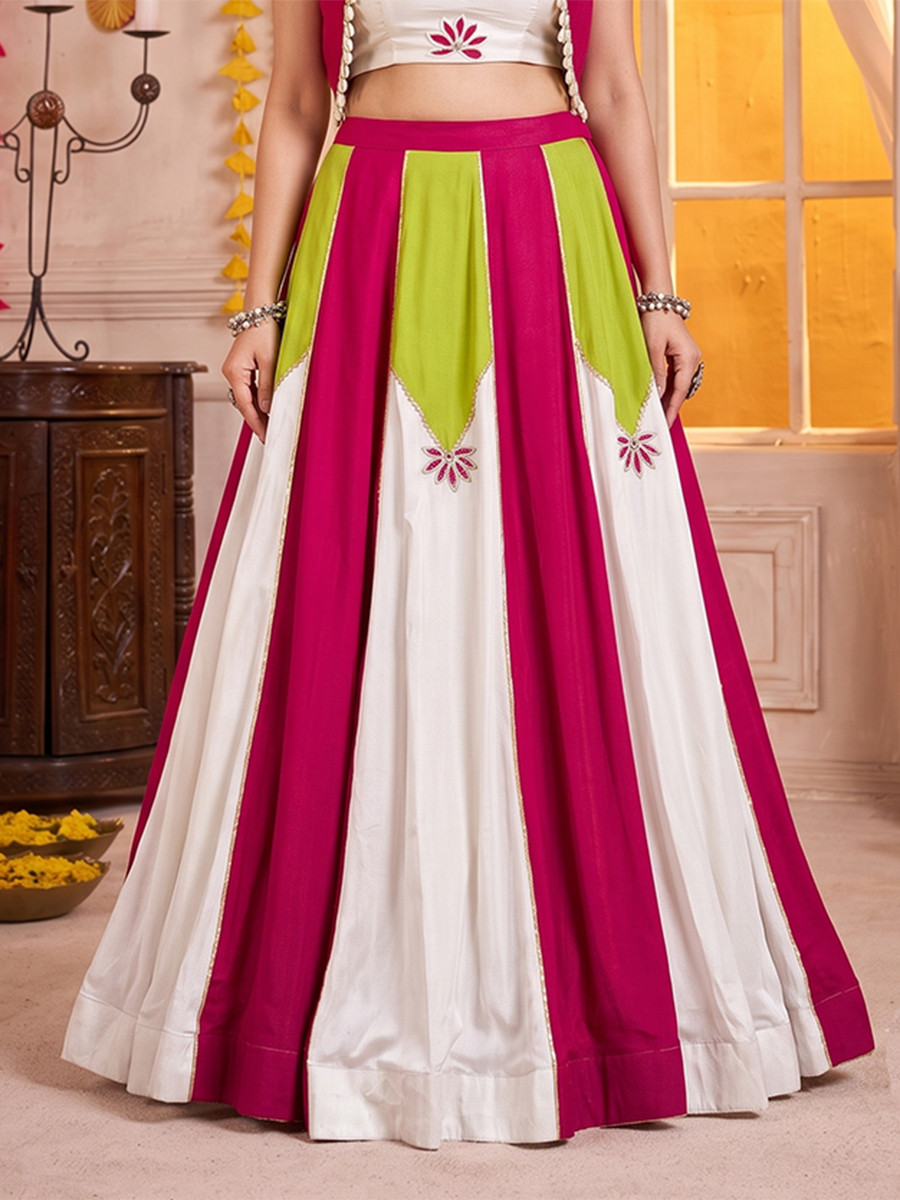 Multi Pure Rayon Gota Patti Lace Wedding Reception Festival Party Wear Circular Lehenga Choli