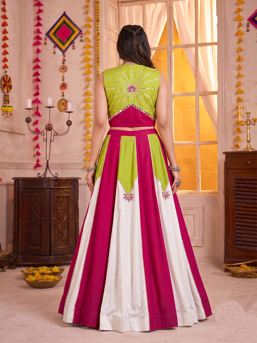 Multi Pure Rayon Gota Patti Lace Wedding Reception Festival Party Wear Circular Lehenga Choli