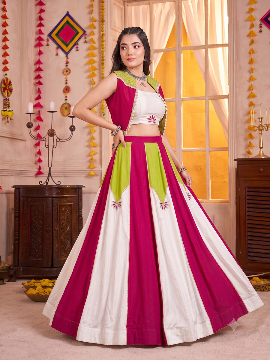Multi Pure Rayon Gota Patti Lace Wedding Reception Festival Party Wear Circular Lehenga Choli