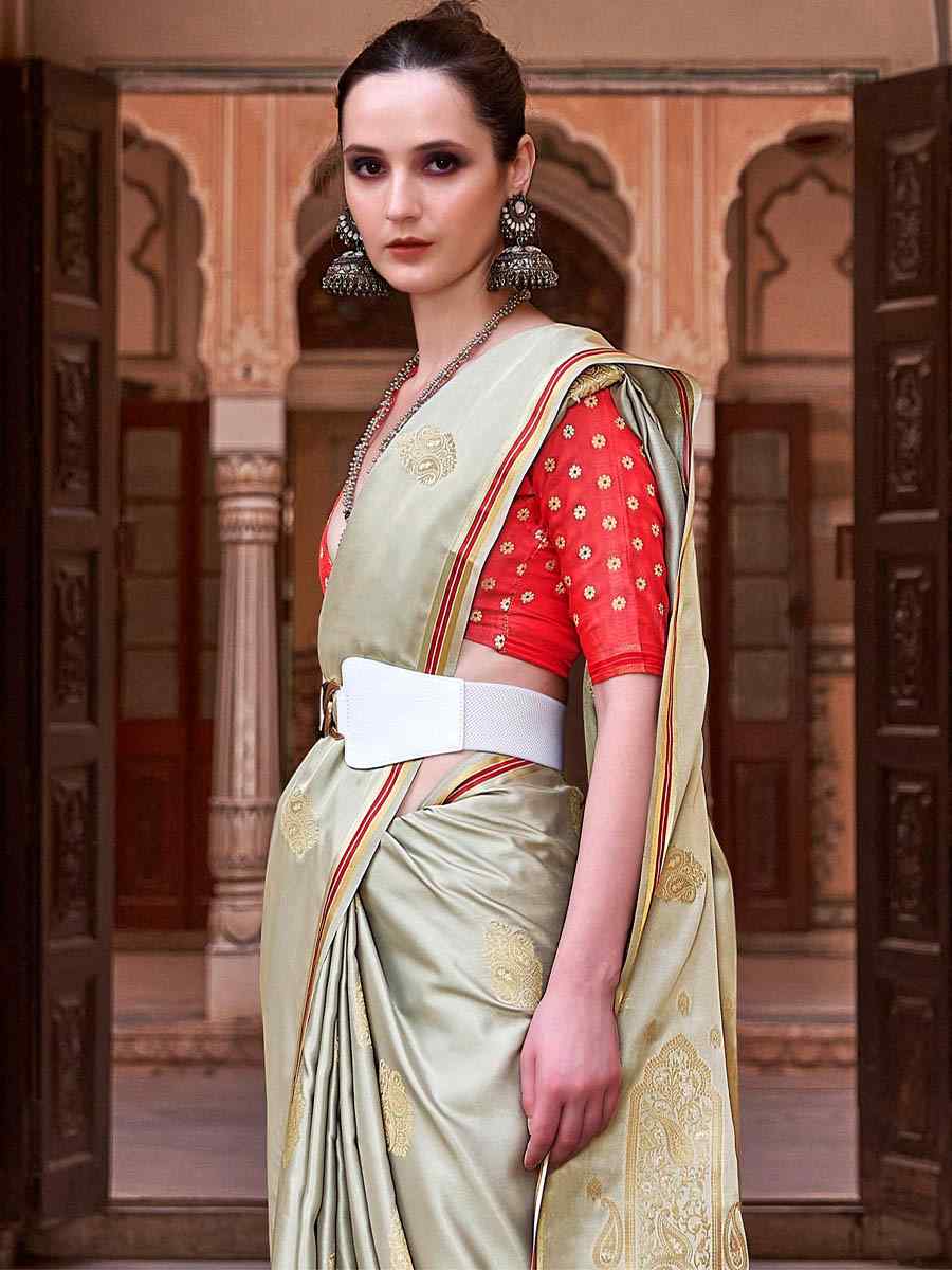 Multi Pure Satin Handwoven Wedding Festival Heavy Border Saree
