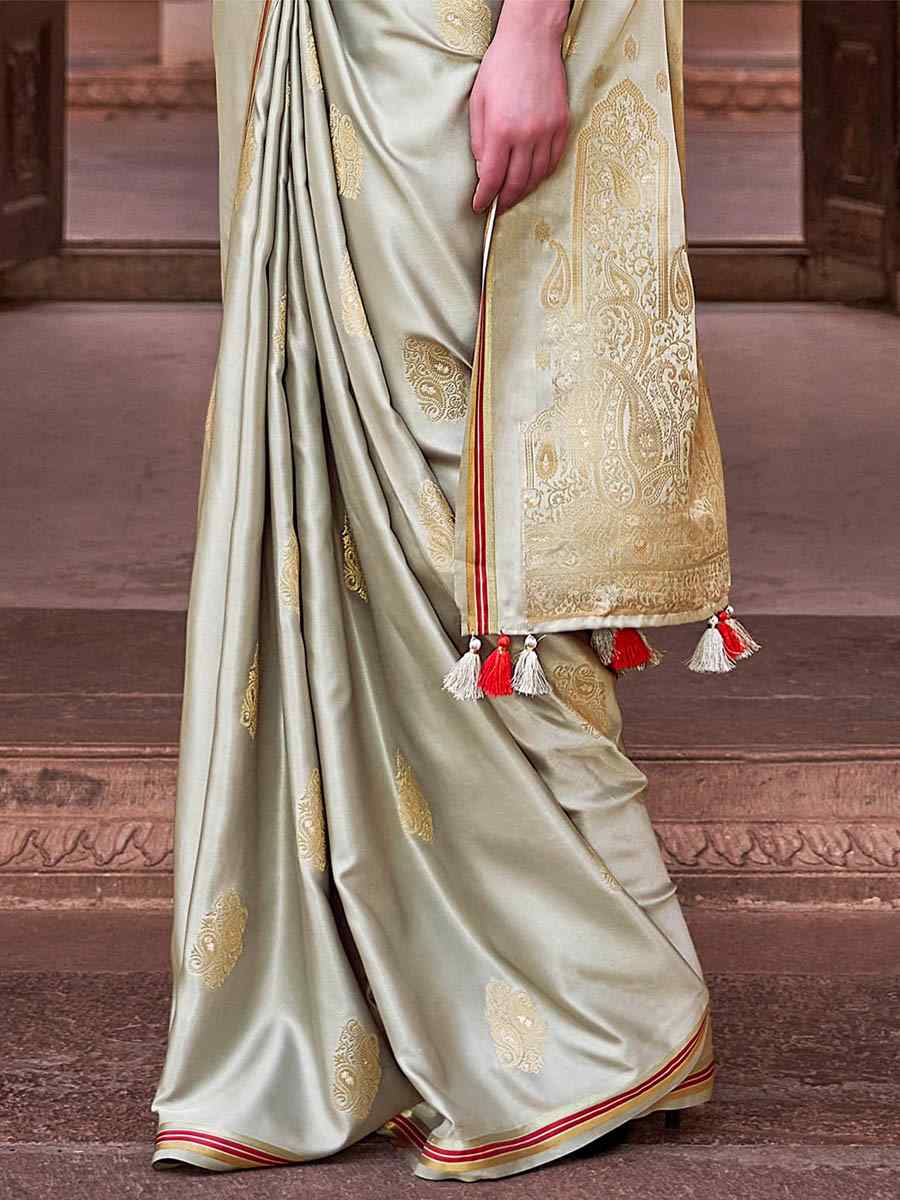 Multi Pure Satin Handwoven Wedding Festival Heavy Border Saree