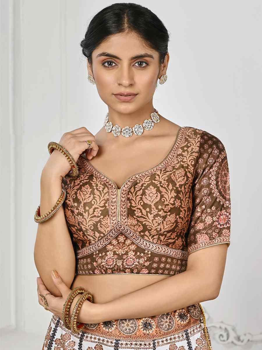 Multi Pure Satin Silk Embroidered Mehendi Festival Circular Lehenga Choli
