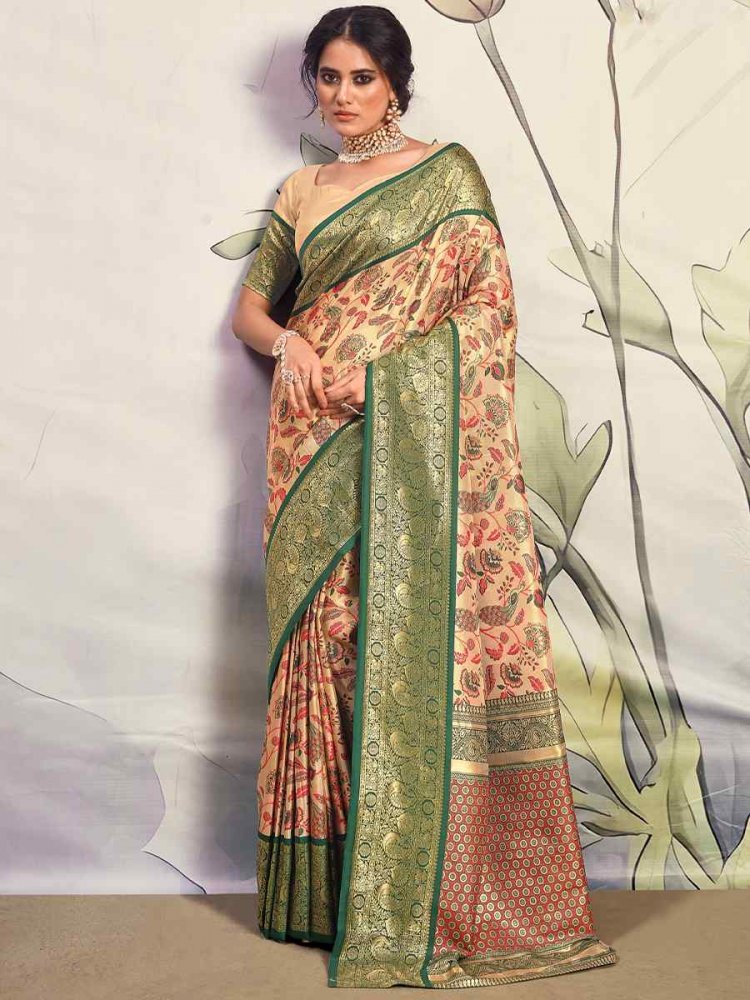 Multi Pure Silk Handwoven Wedding Festival Heavy Border Saree