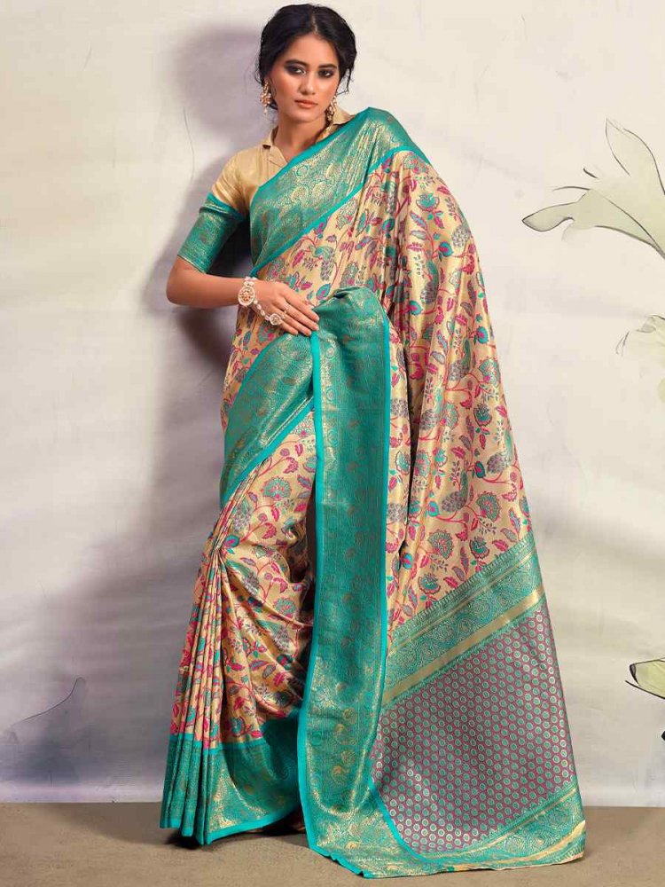 Multi Pure Silk Handwoven Wedding Festival Heavy Border Saree