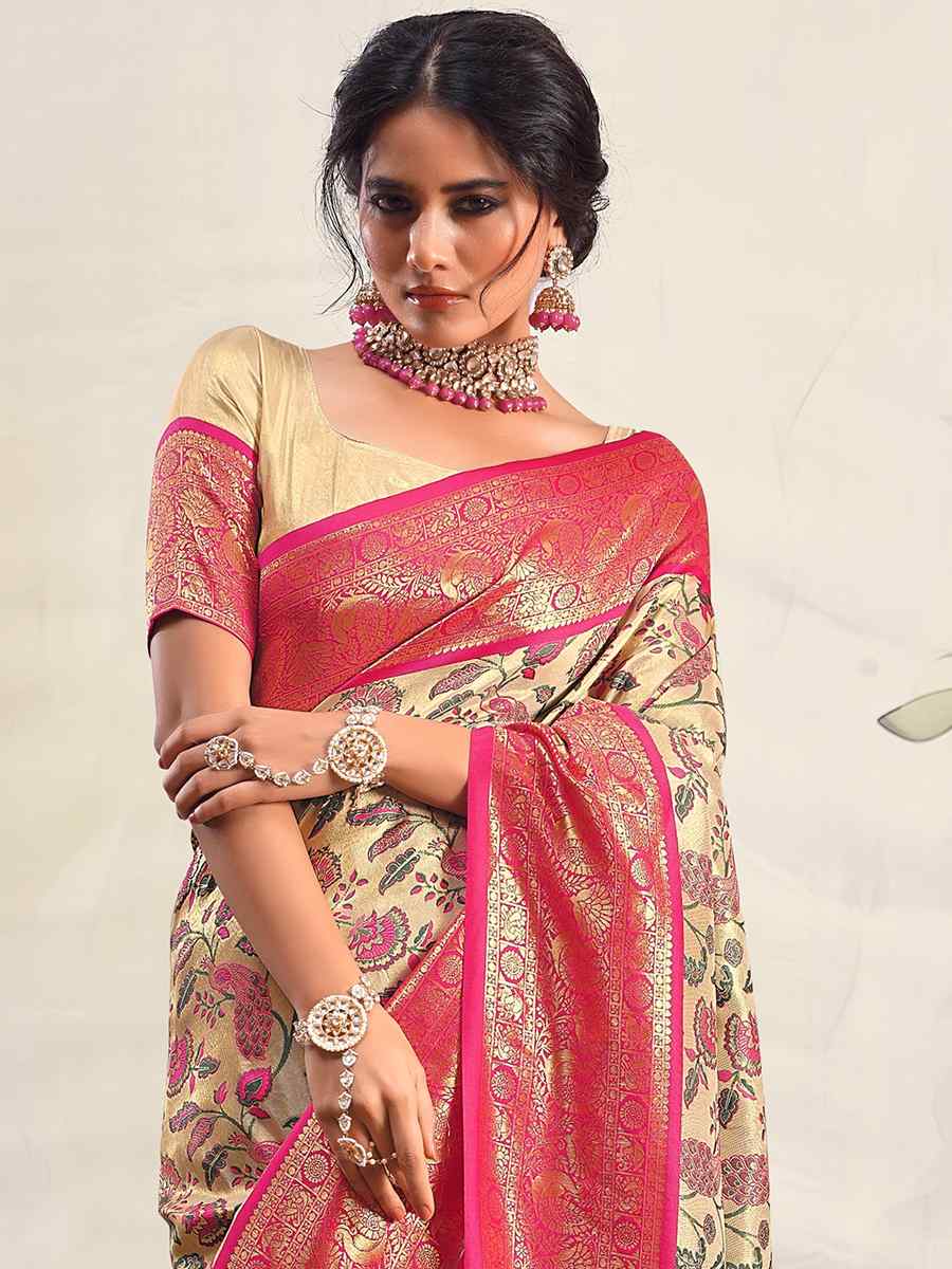 Multi Pure Silk Handwoven Wedding Festival Heavy Border Saree