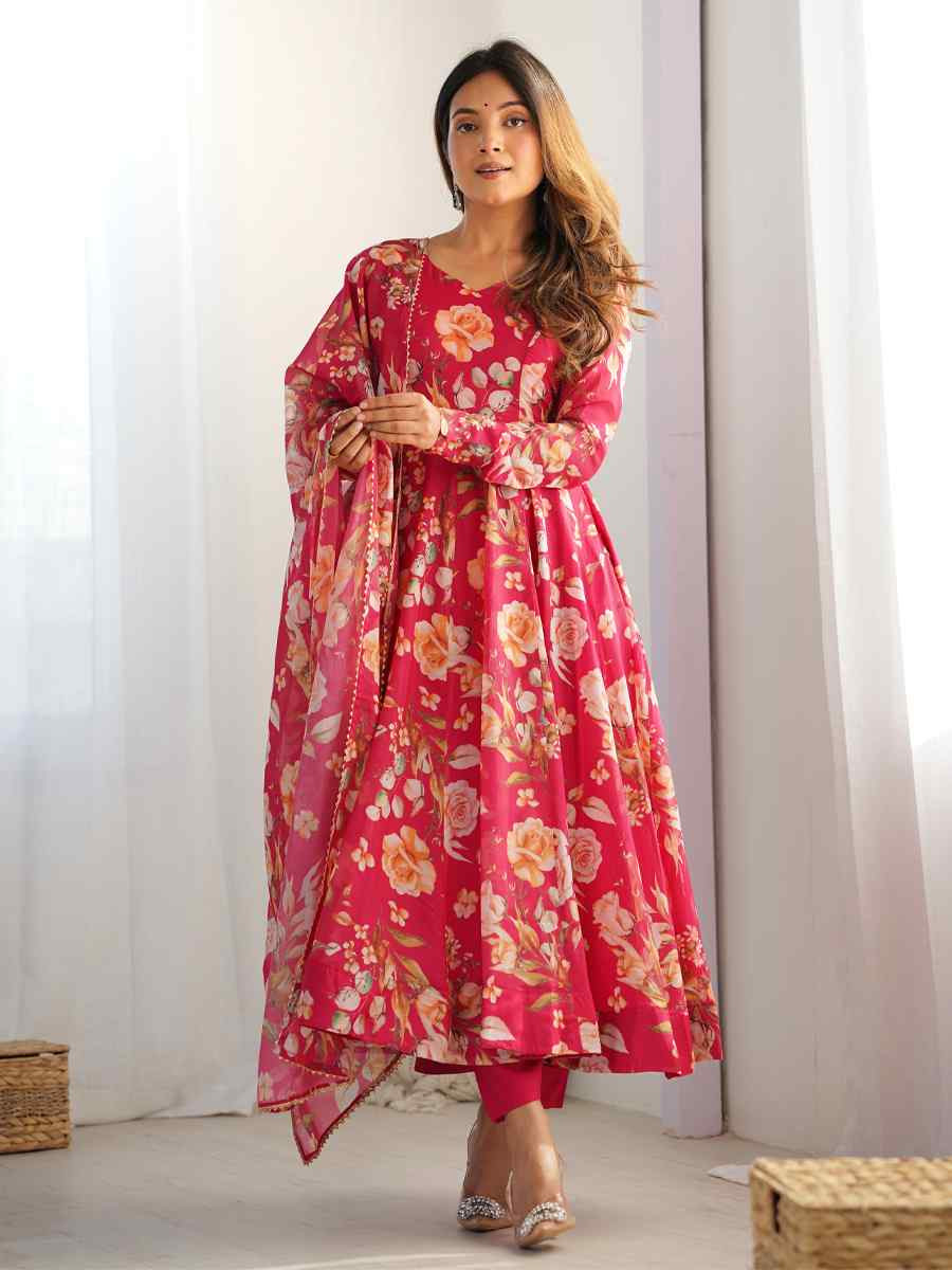 Multi Pure Soft Organza Embroidered Party Wedding Ready Anarkali Salwar Kameez