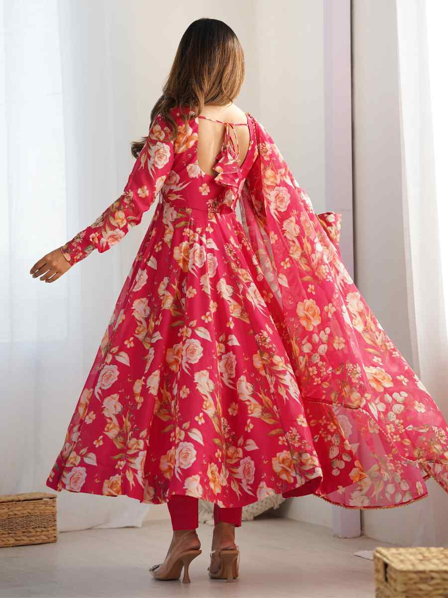 Multi Pure Soft Organza Embroidered Party Wedding Ready Anarkali Salwar Kameez