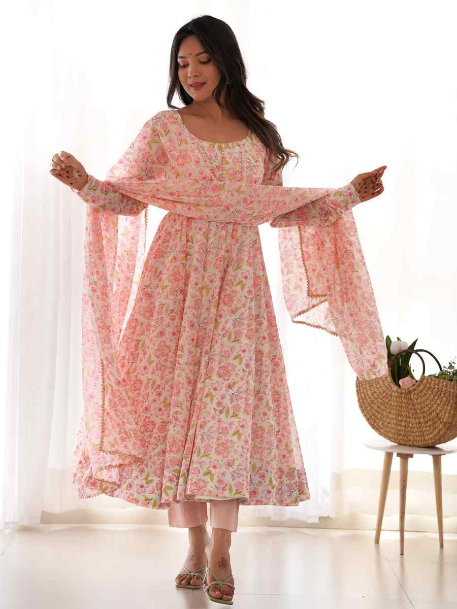 Multi Pure Soft Organza Embroidered Party Wedding Ready Anarkali Salwar Kameez