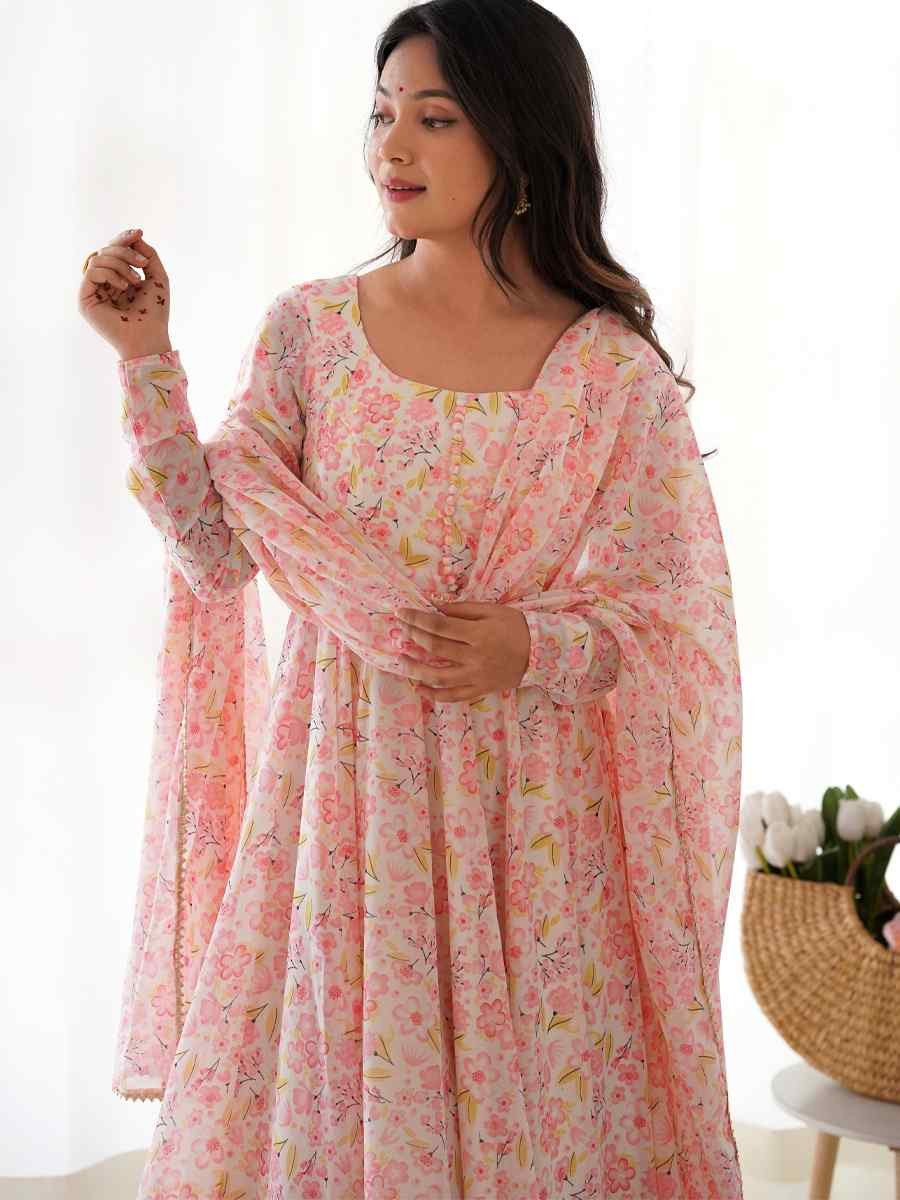 Multi Pure Soft Organza Embroidered Party Wedding Ready Anarkali Salwar Kameez