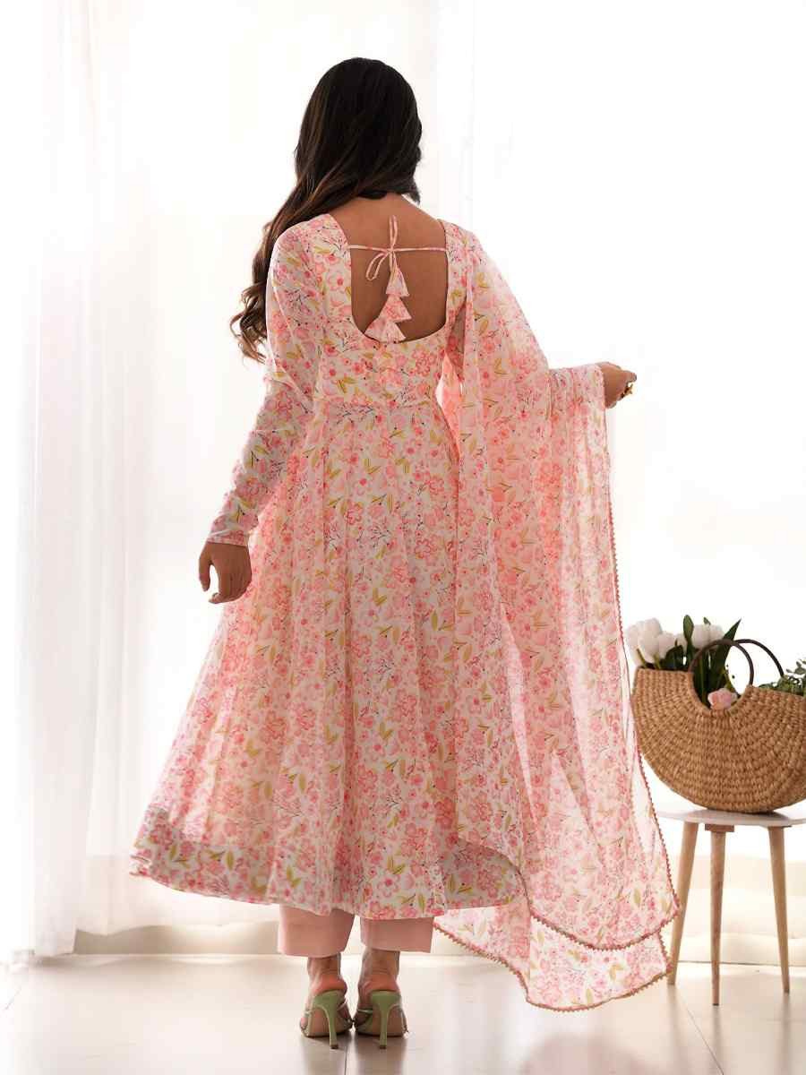 Multi Pure Soft Organza Embroidered Party Wedding Ready Anarkali Salwar Kameez