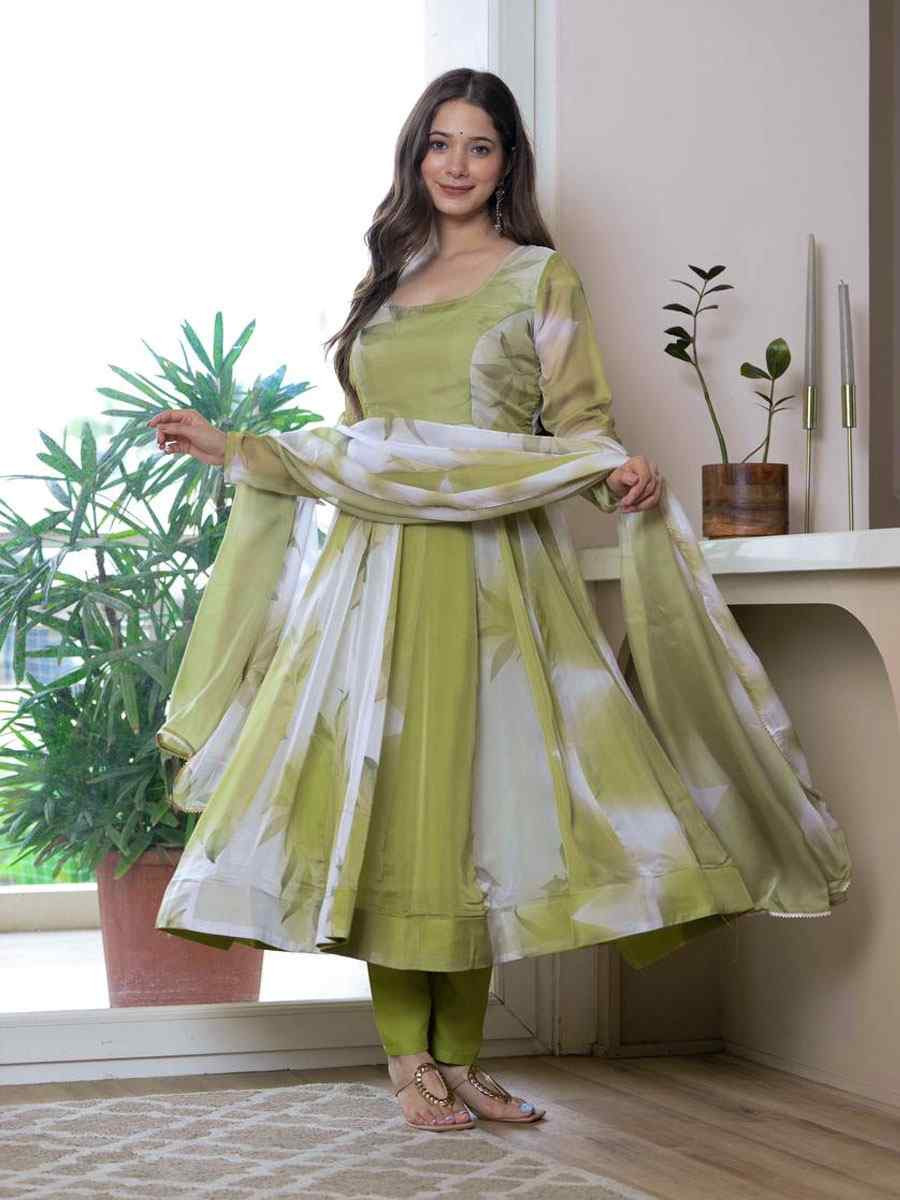 Multi Pure Soft Organza Printed Party Wedding Festival Casual Ready Anarkali Salwar Kameez