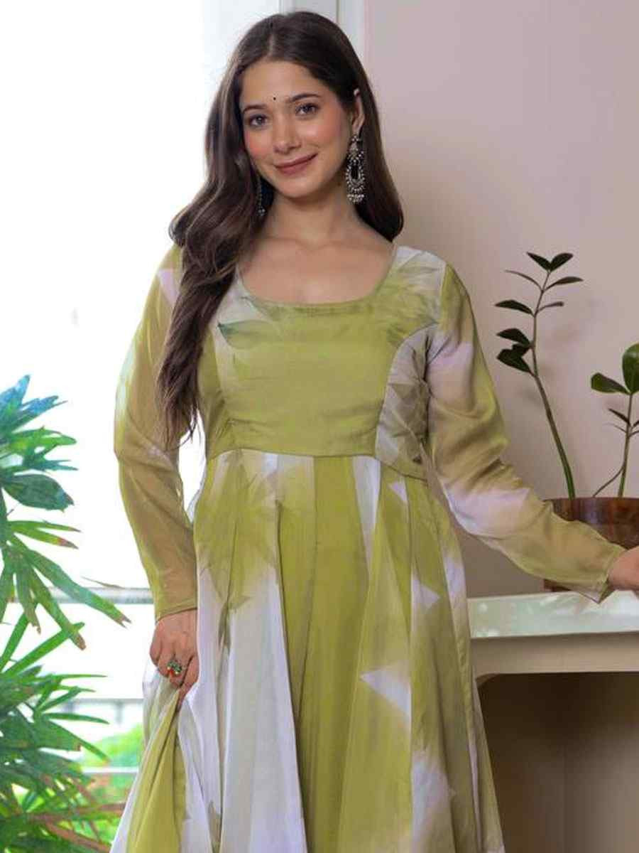 Multi Pure Soft Organza Printed Party Wedding Festival Casual Ready Anarkali Salwar Kameez