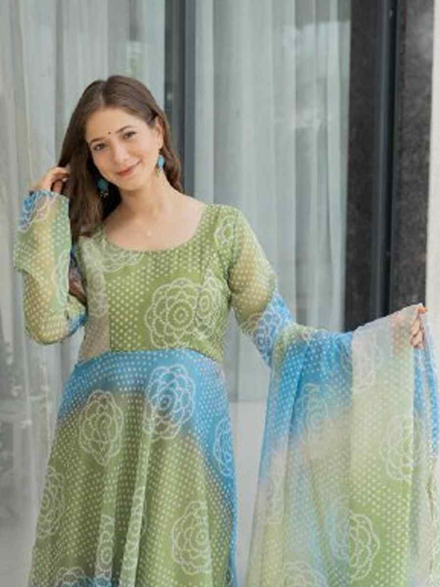 Multi Pure Soft Organza Printed Party Wedding Festival Casual Ready Anarkali Salwar Kameez