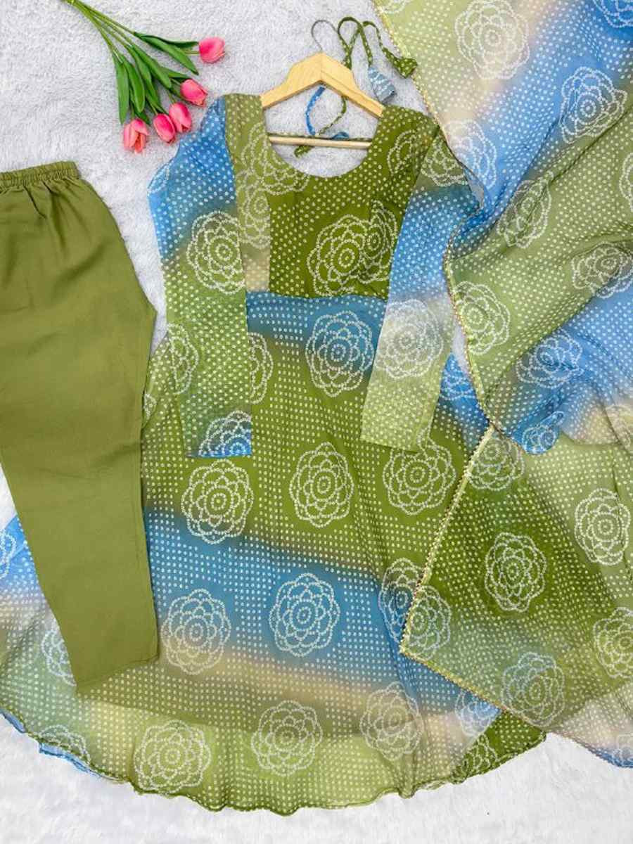 Multi Pure Soft Organza Printed Party Wedding Festival Casual Ready Anarkali Salwar Kameez