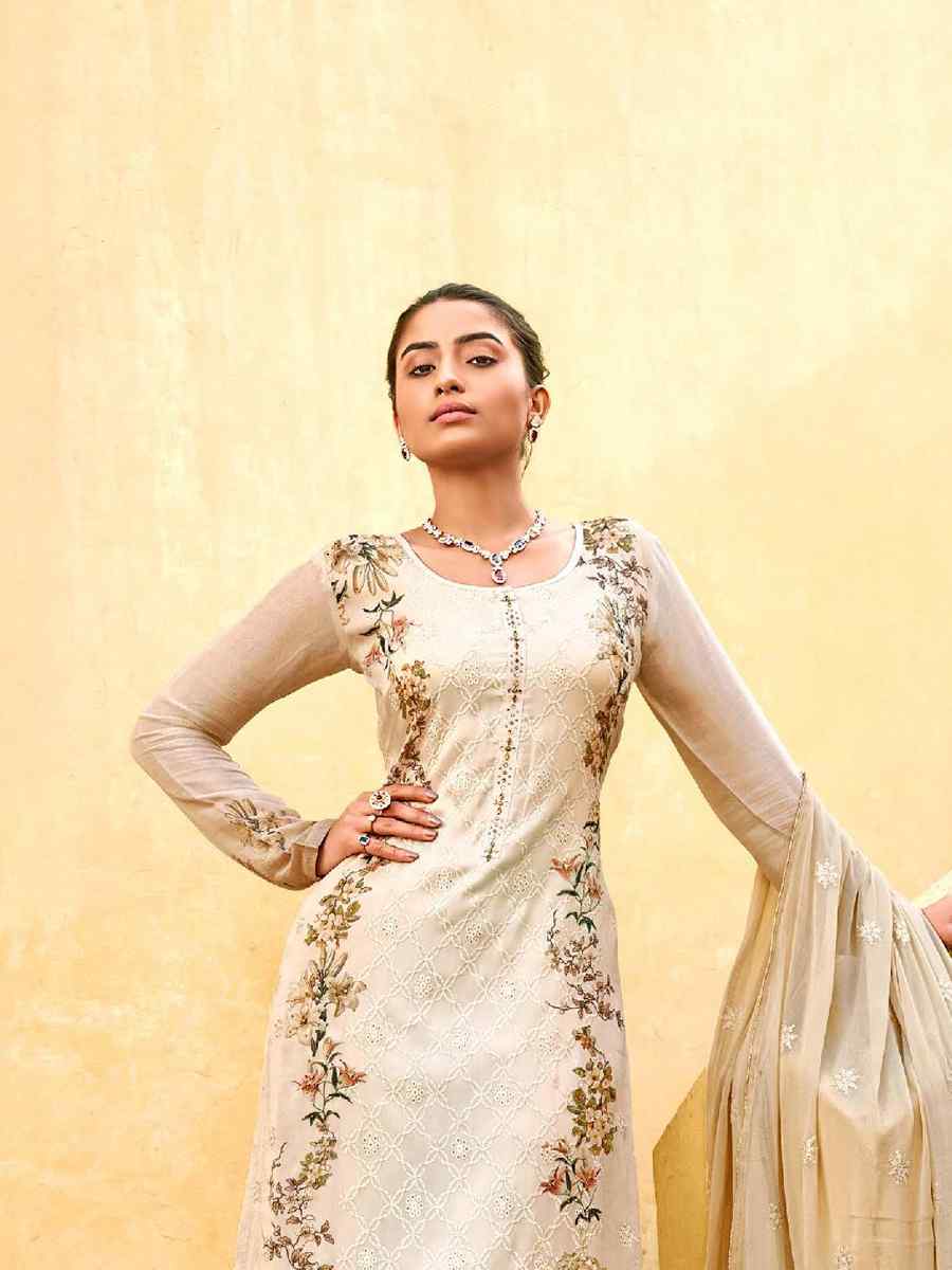 Multi Pure Viscose Chinon Chiffon Embroidered Printed Stone Party Wedding Festival Pant Salwar Kameez