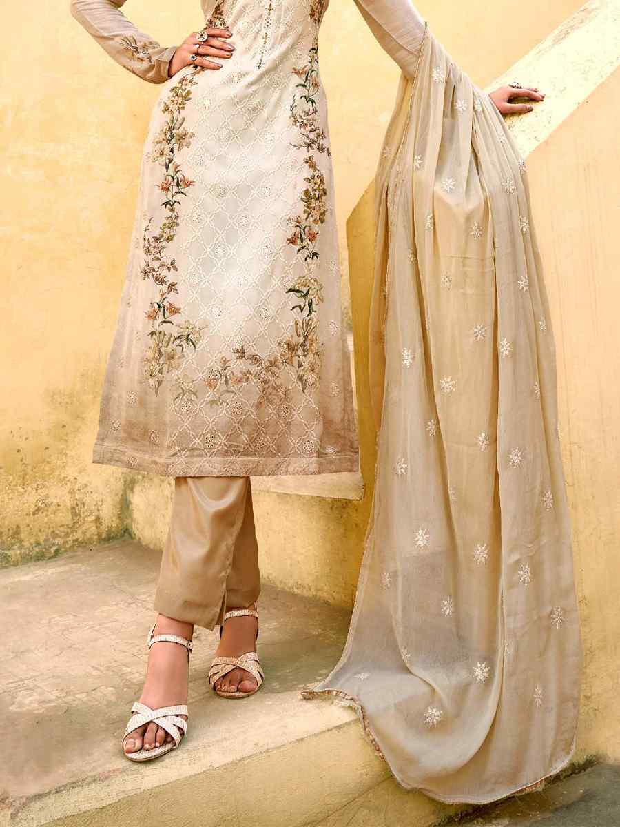 Multi Pure Viscose Chinon Chiffon Embroidered Printed Stone Party Wedding Festival Pant Salwar Kameez