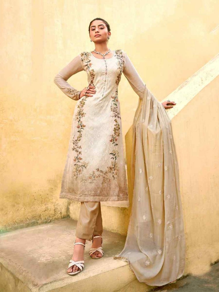 Multi Pure Viscose Chinon Chiffon Embroidered Printed Stone Party Wedding Festival Pant Salwar Kameez