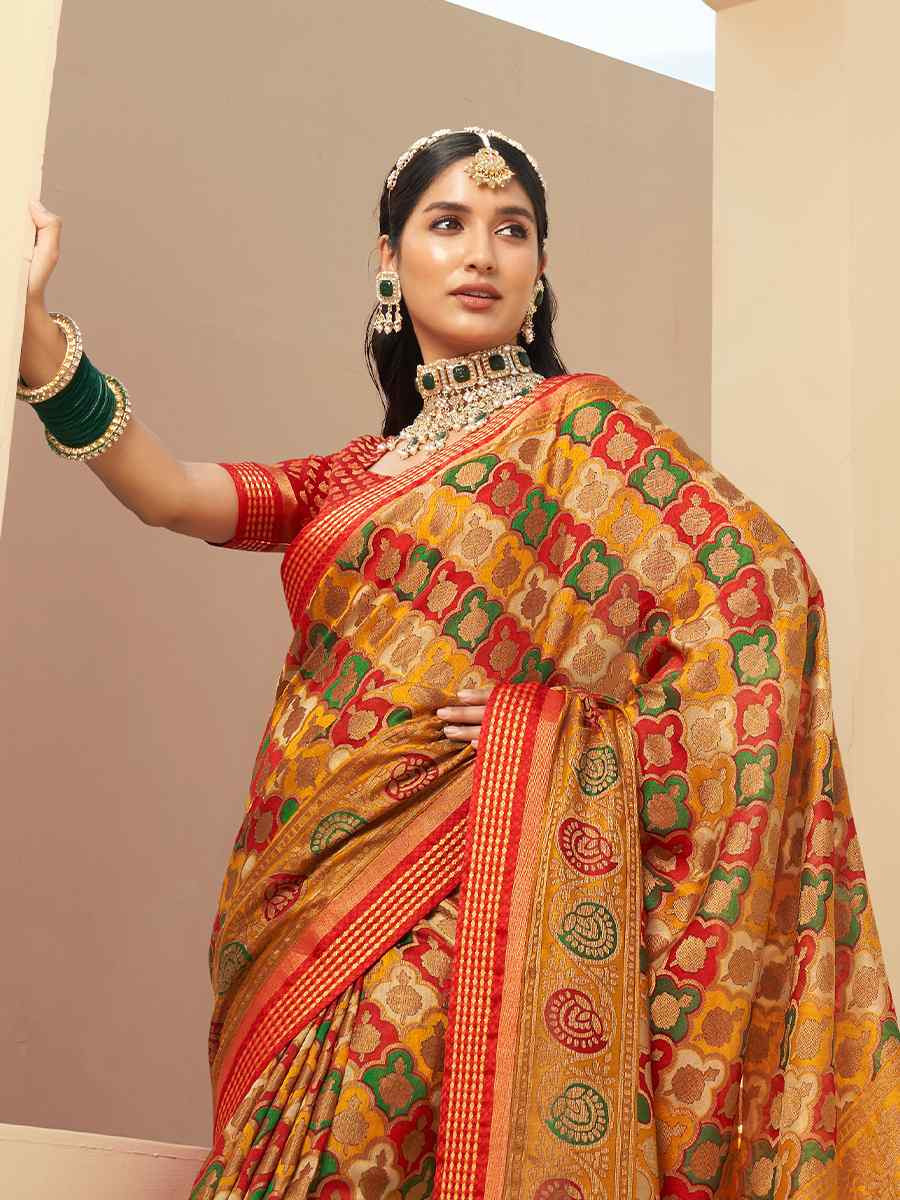 Multi PV Georgette Handwoven Casual Festival Classic Style Saree