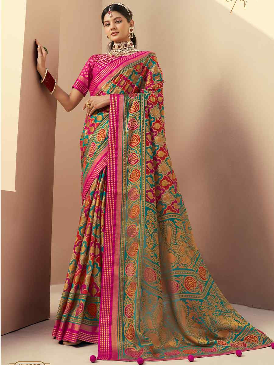 Multi PV Georgette Handwoven Casual Festival Classic Style Saree