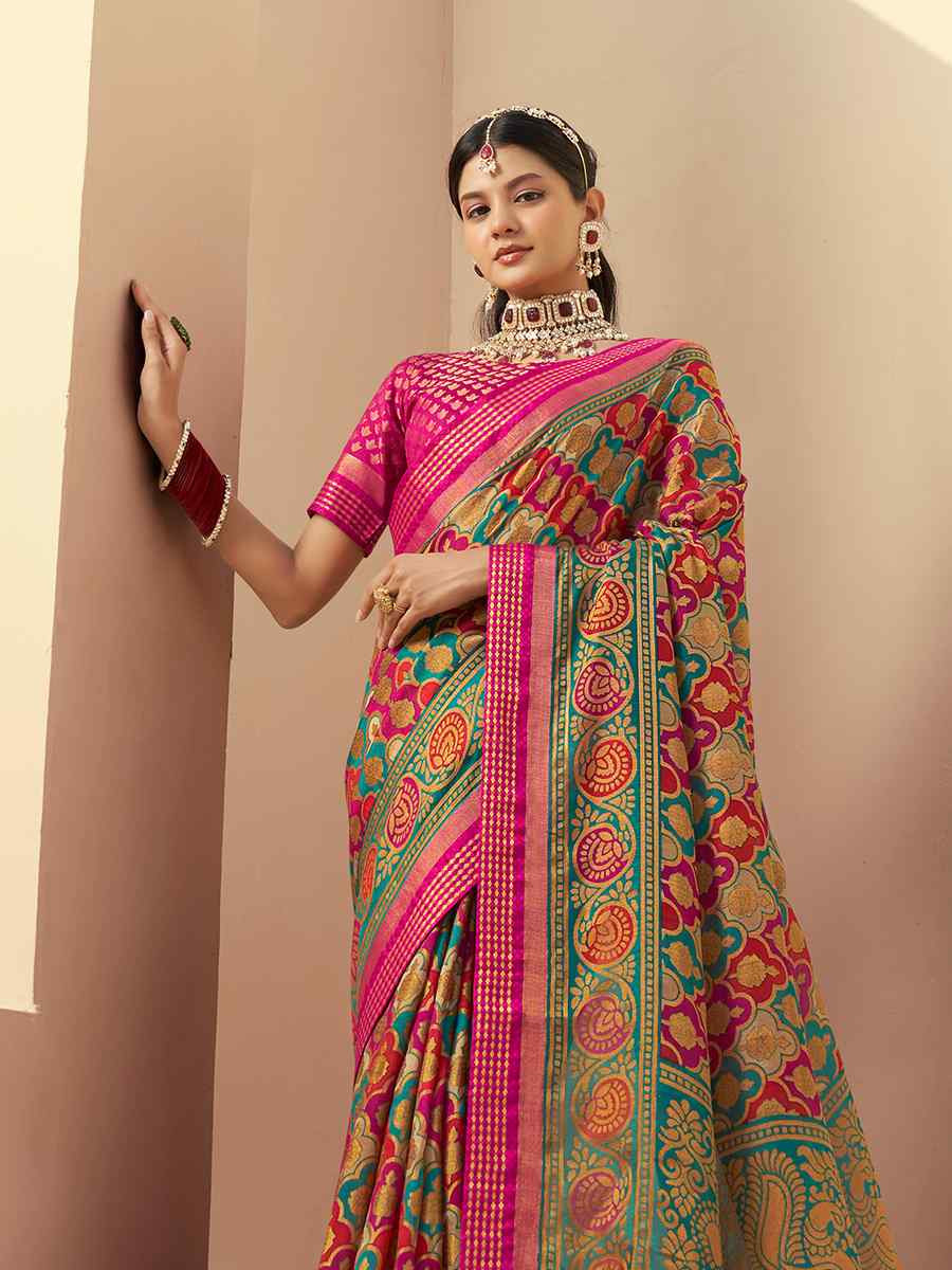Multi PV Georgette Handwoven Casual Festival Classic Style Saree