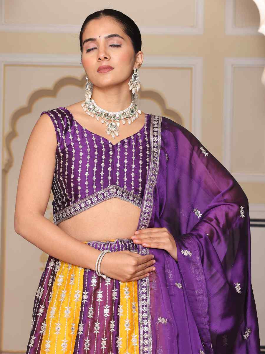 Multi Rangoli Silk Embroidered Wedding Reception Festival Heavy Border Lehenga Choli