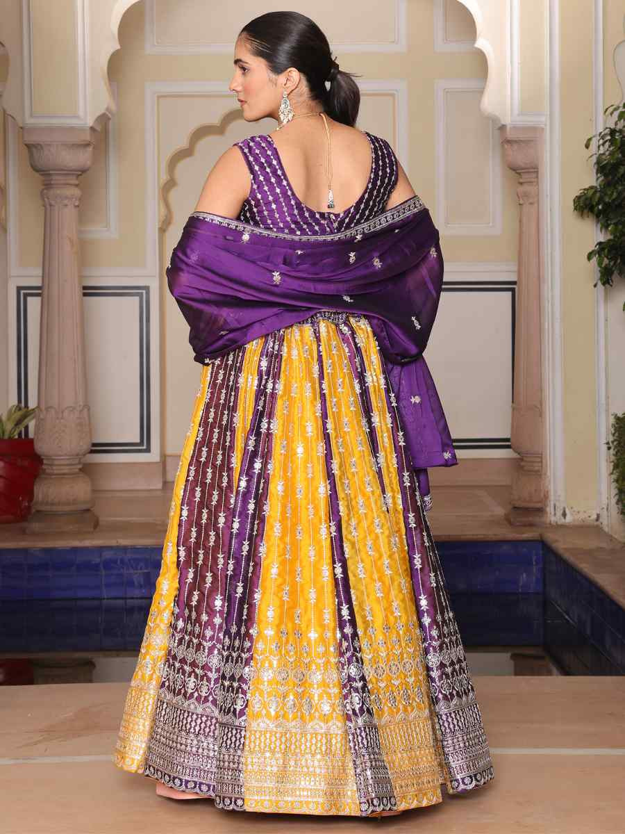 Multi Rangoli Silk Embroidered Wedding Reception Festival Heavy Border Lehenga Choli