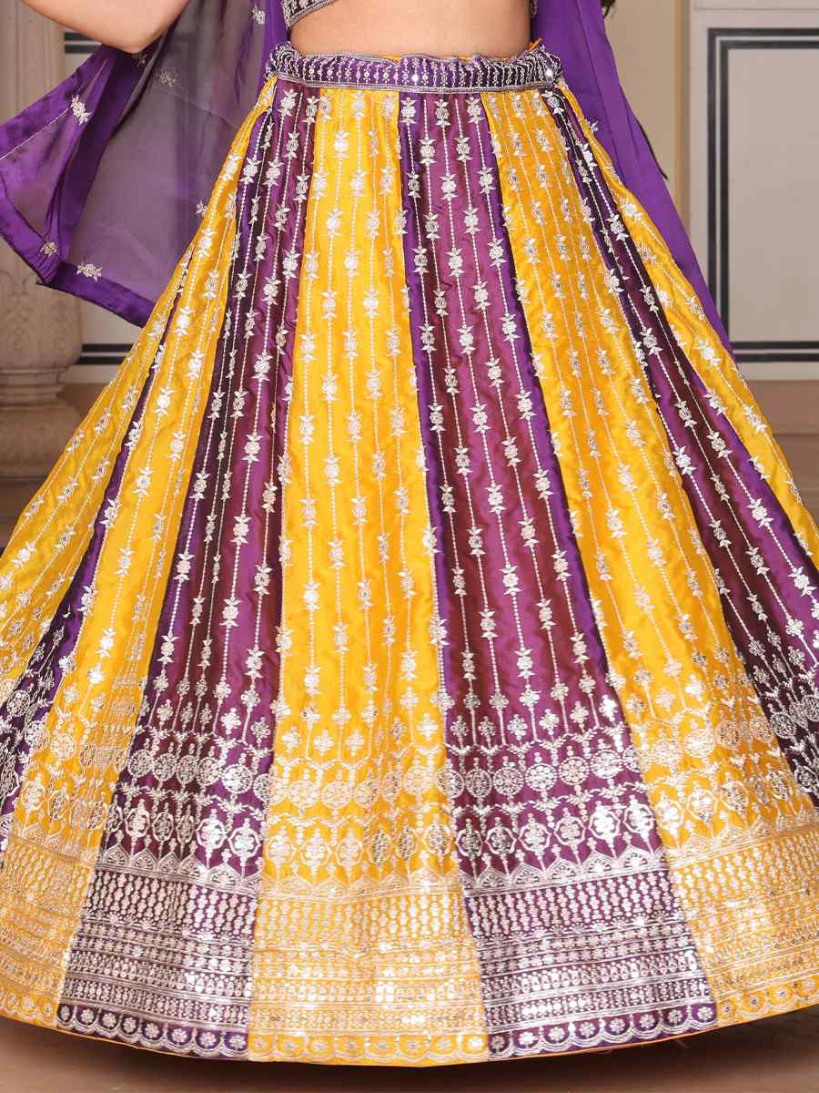 Multi Rangoli Silk Embroidered Wedding Reception Festival Heavy Border Lehenga Choli