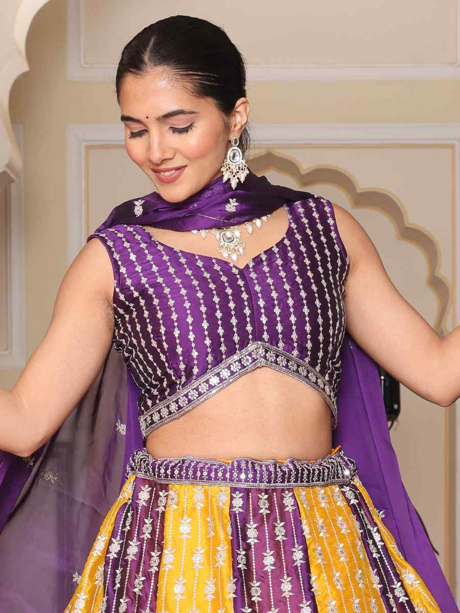 Multi Rangoli Silk Embroidered Wedding Reception Festival Heavy Border Lehenga Choli