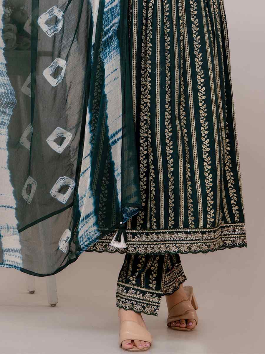 Multi Rayon Cotton Embroidered Festival Casual Ready Anarkali Salwar Kameez