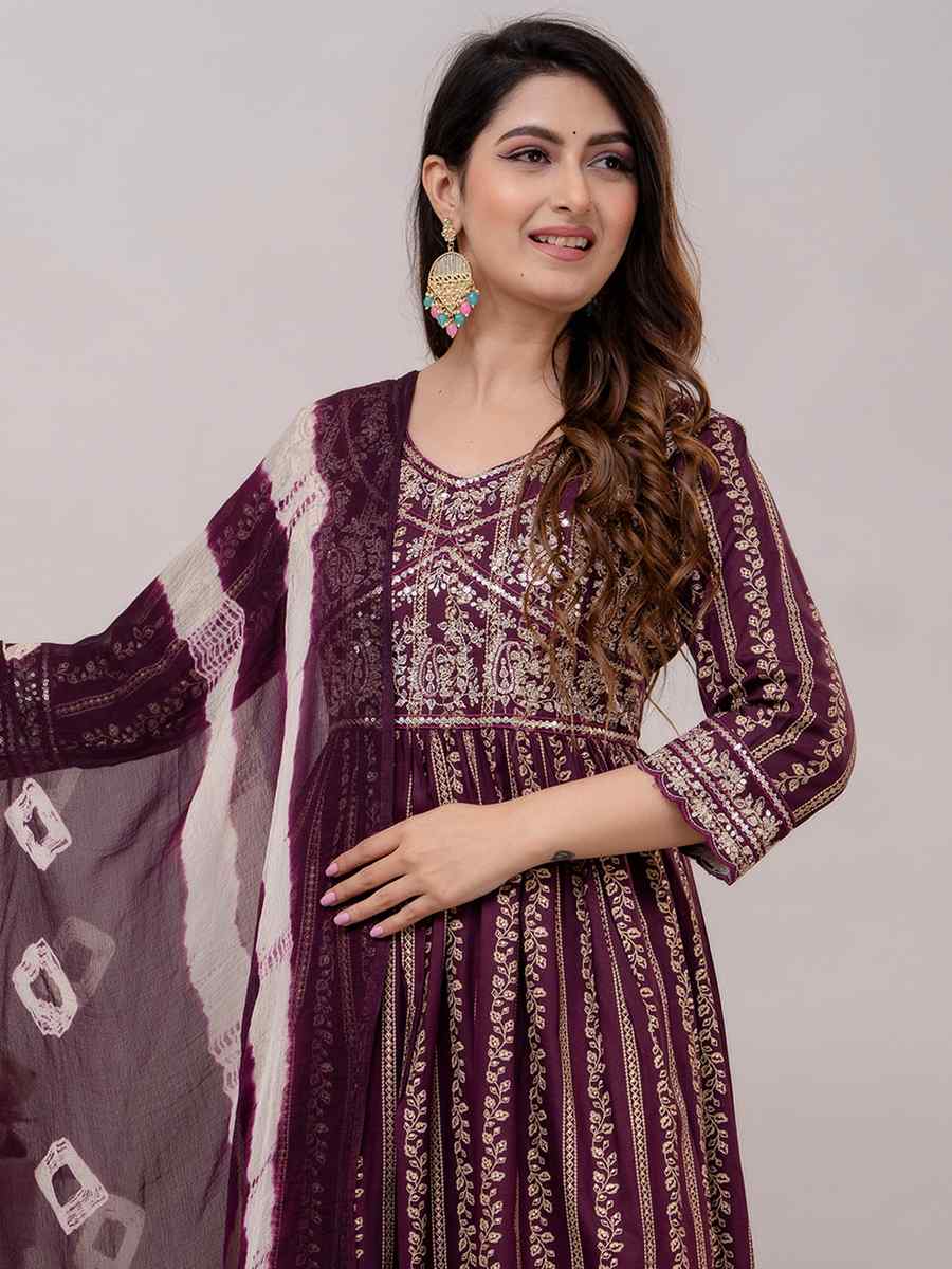 Multi Rayon Cotton Embroidered Festival Casual Ready Anarkali Salwar Kameez