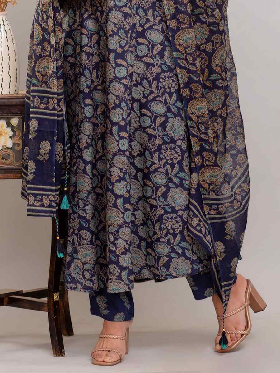 Multi Rayon Cotton Embroidered Festival Casual Ready Anarkali Salwar Kameez