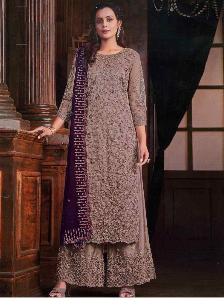 Multi Rayon Cotton Embroidered Festival Casual Ready Palazzo Pant Salwar Kameez