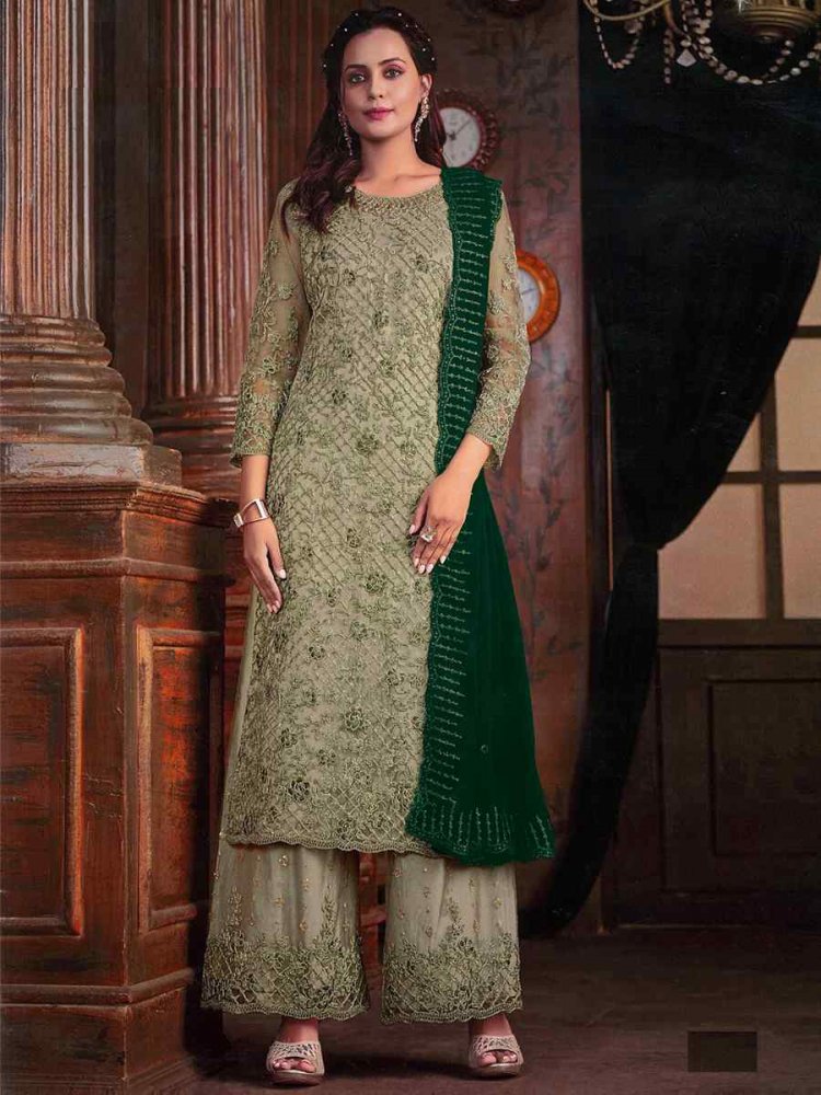 Multi Rayon Cotton Embroidered Festival Casual Ready Palazzo Pant Salwar Kameez