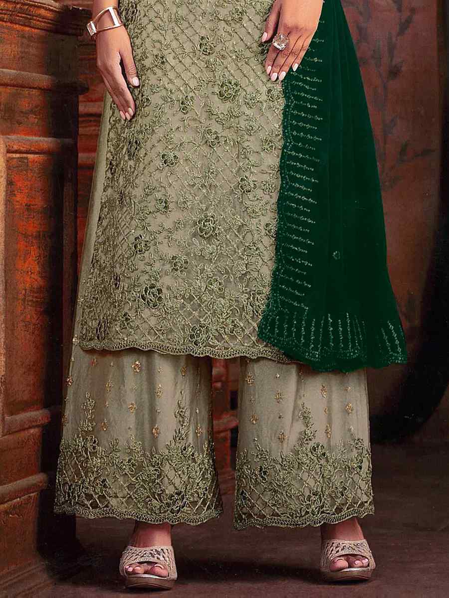 Multi Rayon Cotton Embroidered Festival Casual Ready Palazzo Pant Salwar Kameez