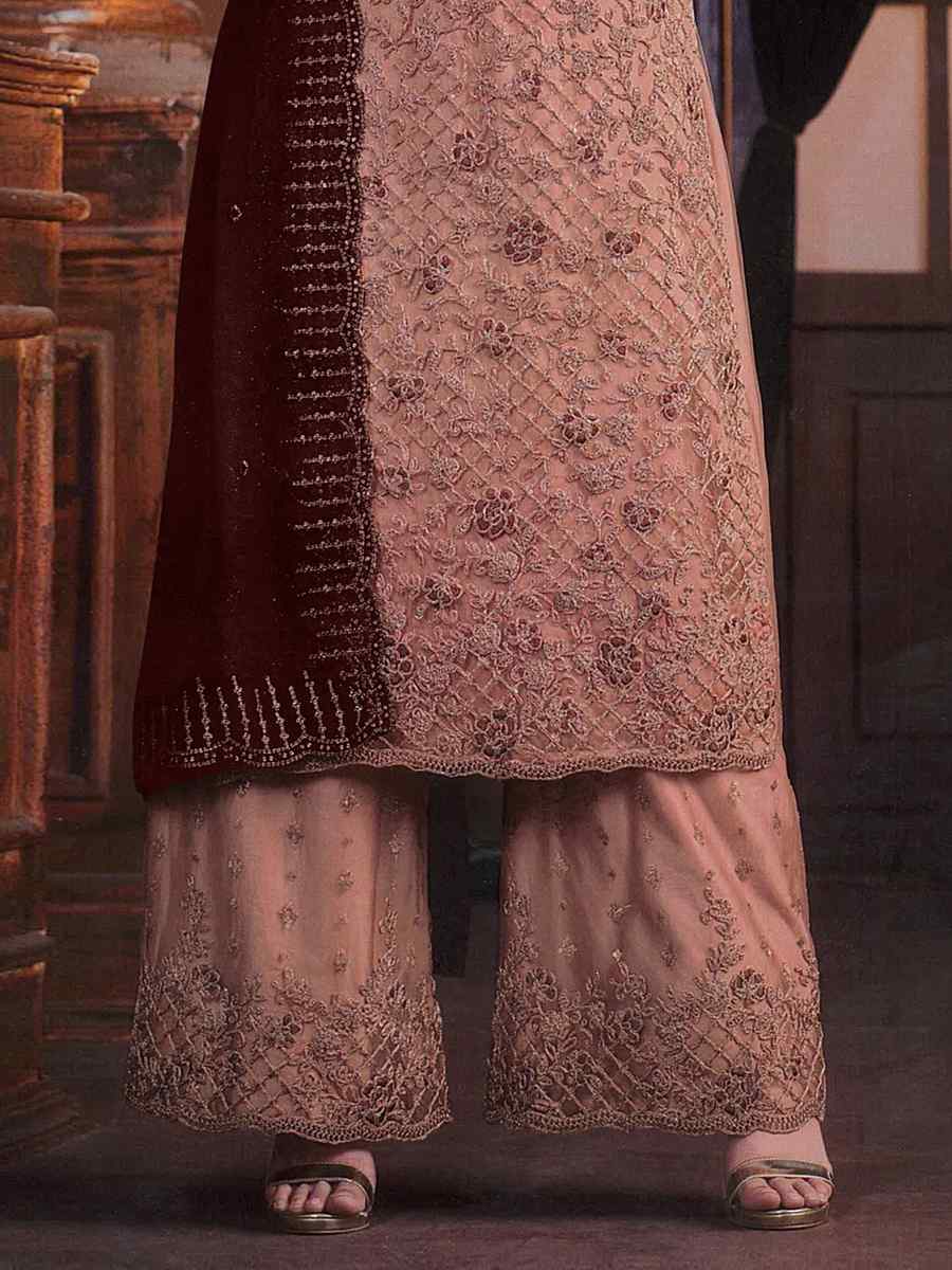 Multi Rayon Cotton Embroidered Festival Casual Ready Palazzo Pant Salwar Kameez