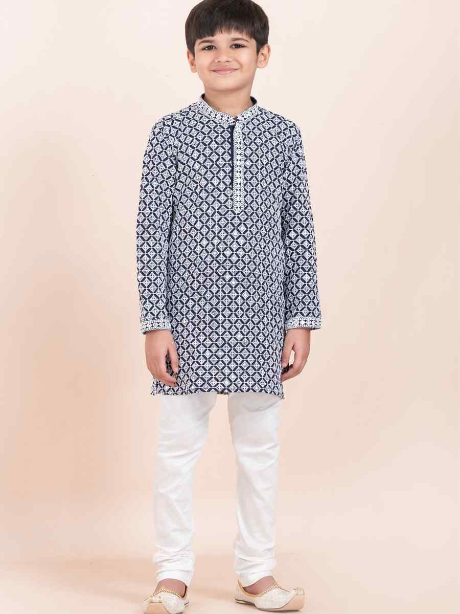Multi Rayon Embroidered Festival Traditional Kurta Pyjama Boys Wear