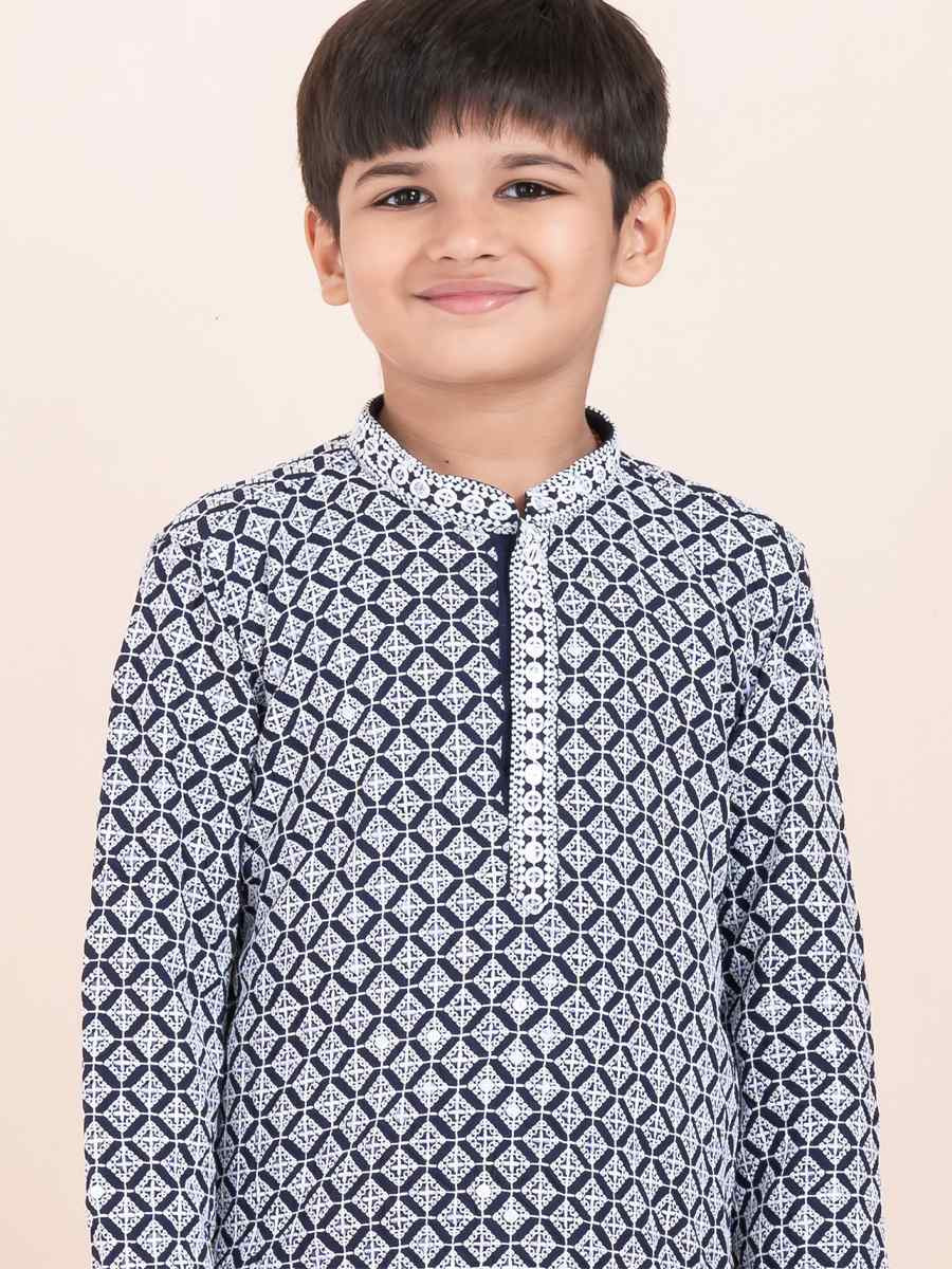 Multi Rayon Embroidered Festival Traditional Kurta Pyjama Boys Wear