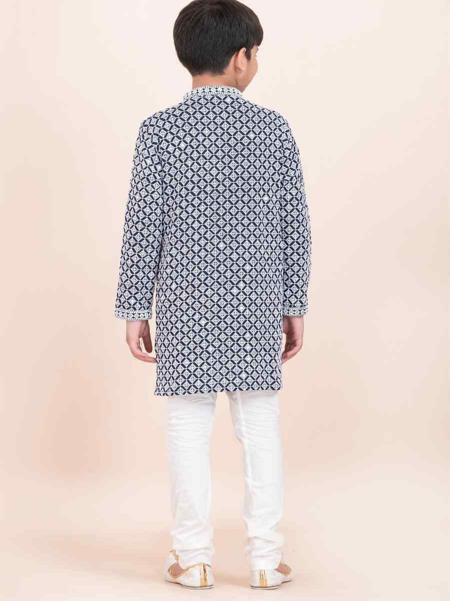 Multi Rayon Embroidered Festival Traditional Kurta Pyjama Boys Wear