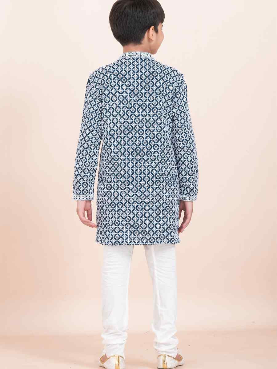 Multi Rayon Embroidered Festival Traditional Kurta Pyjama Boys Wear