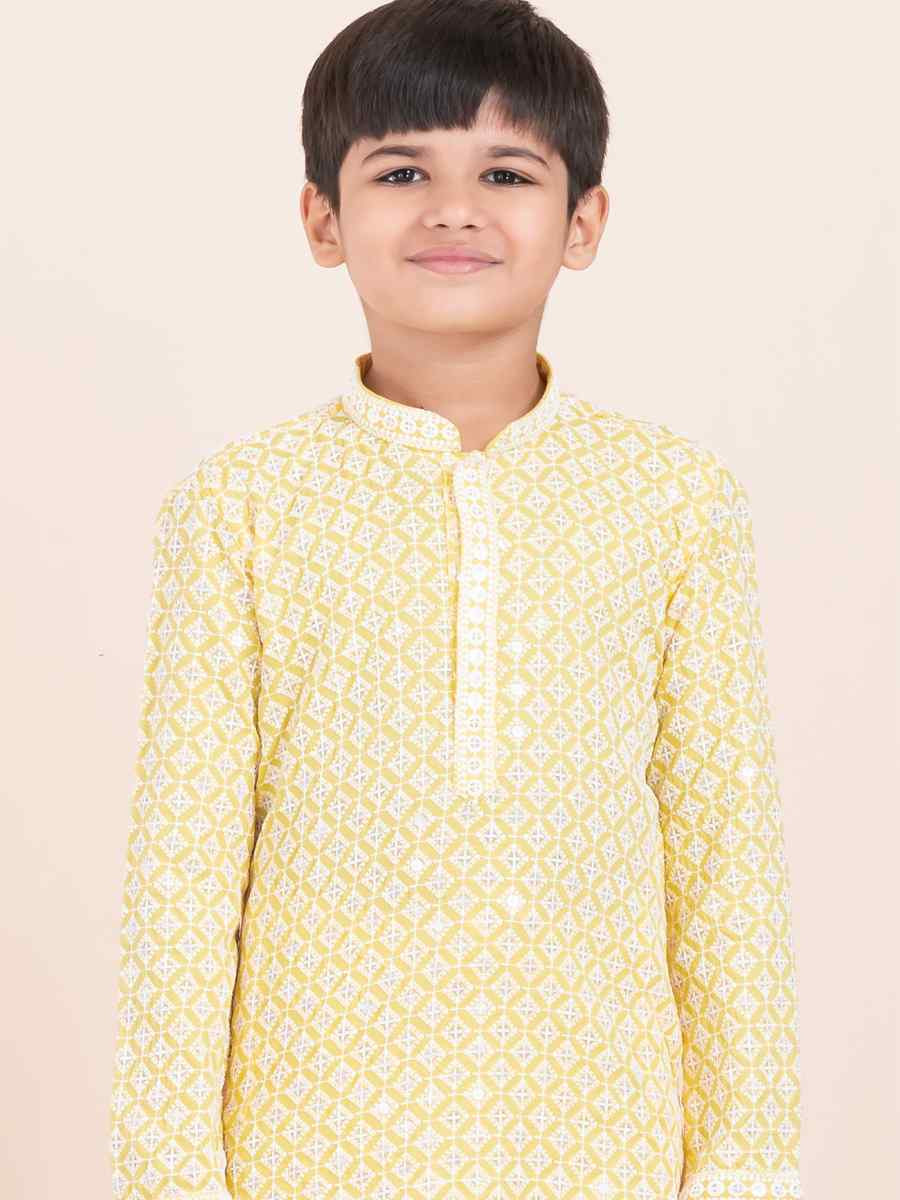 Multi Rayon Embroidered Festival Traditional Kurta Pyjama Boys Wear