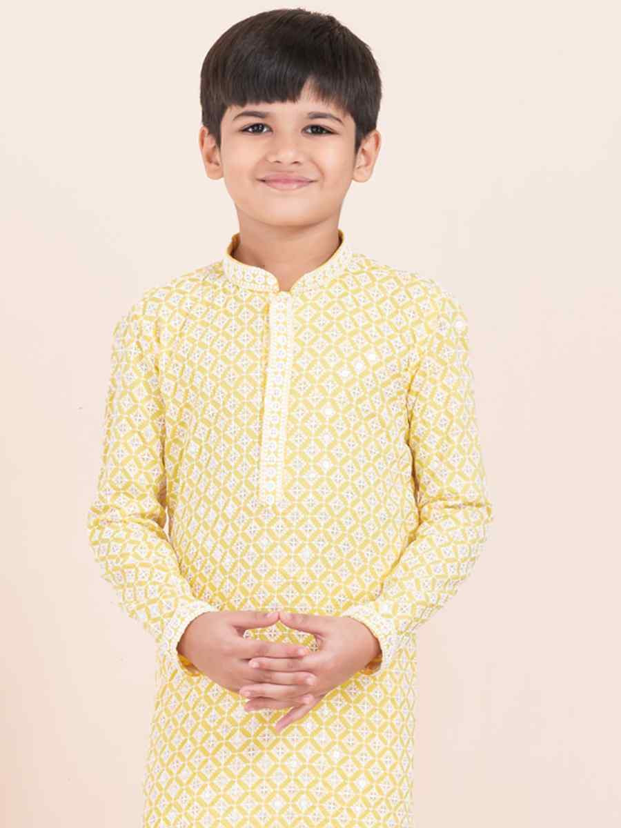 Multi Rayon Embroidered Festival Traditional Kurta Pyjama Boys Wear