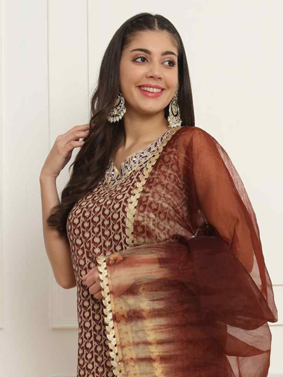 Multi Rayon Embroidered Party Casual Ready Sharara Pant Salwar Kameez