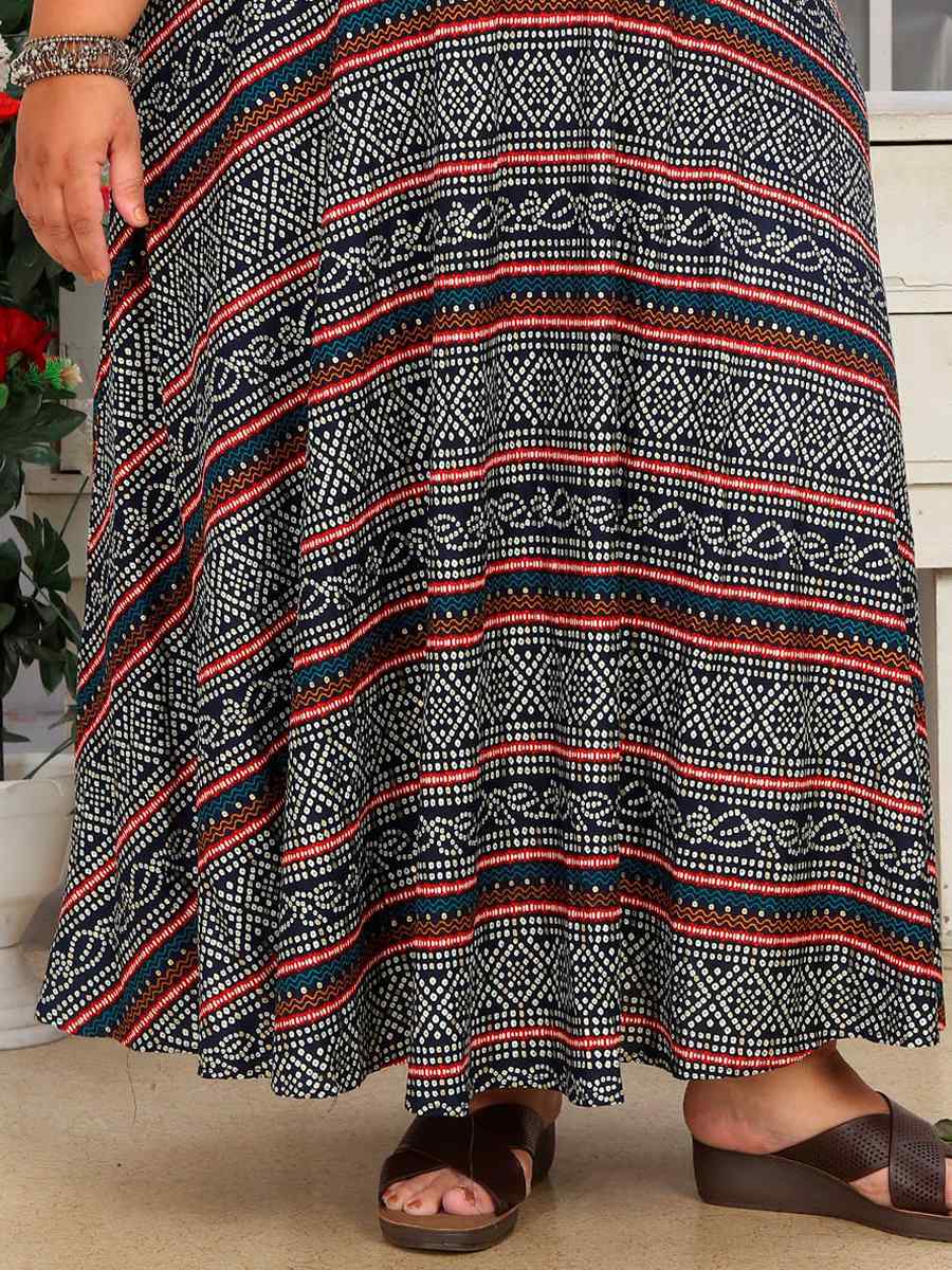 Multi Rayon Printed Festival Casual Gown