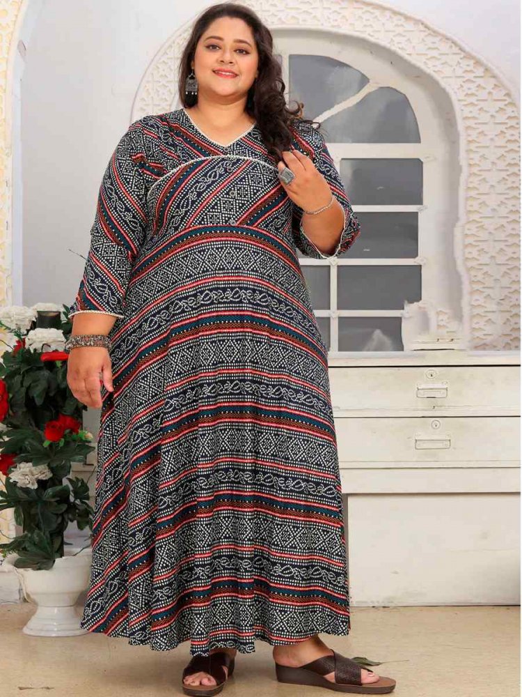 Multi Rayon Printed Festival Casual Gown