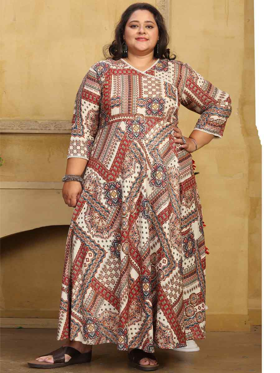 Multi Rayon Printed Festival Casual Gown